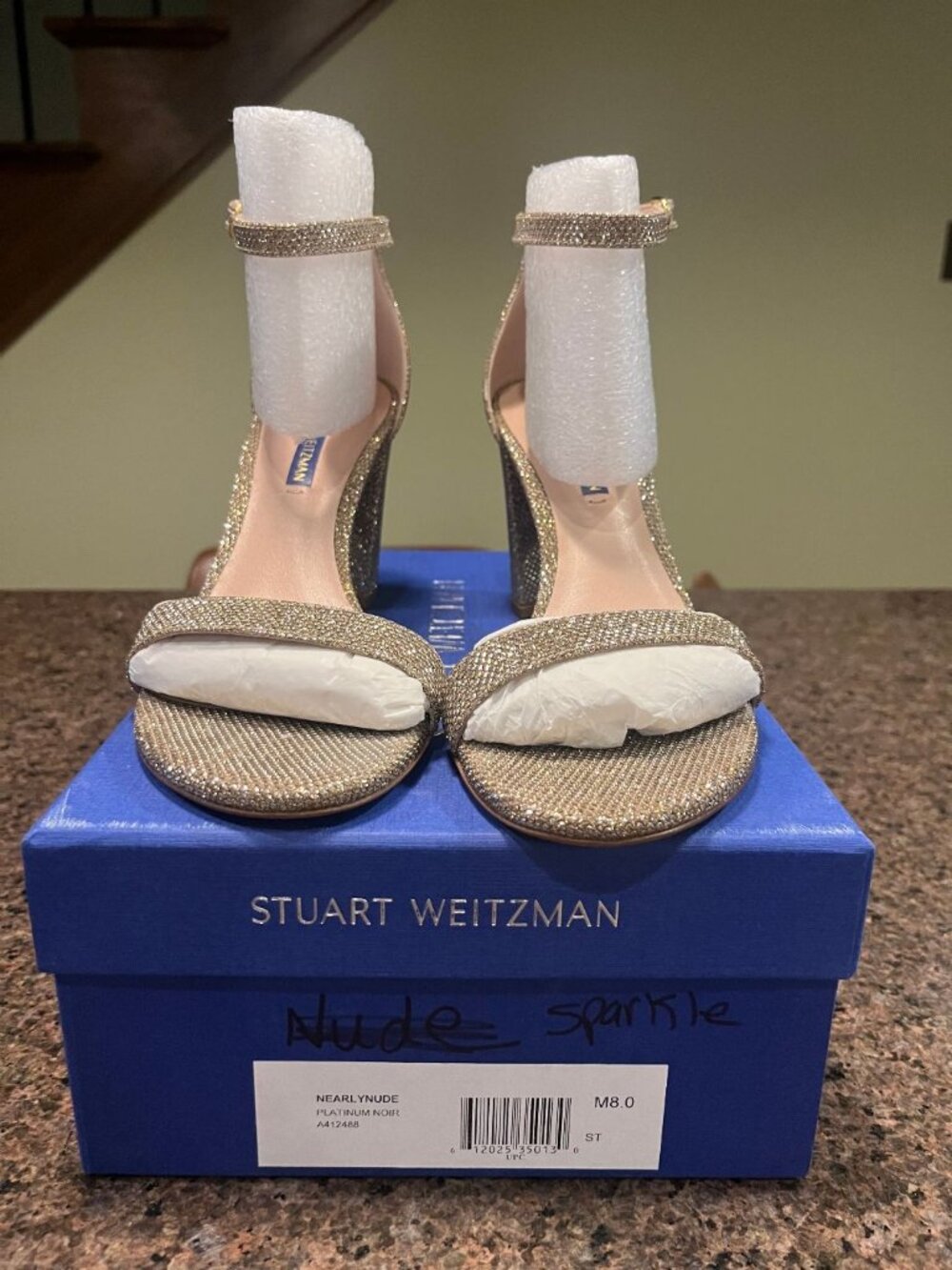 Stuart Weitzman Nearly Nude Platinum Heels